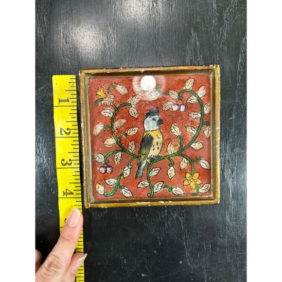 Vintage Table Top Coaster- Candle Holder- Square 4x4" Cockatoo intricate - Picture 4 of 5